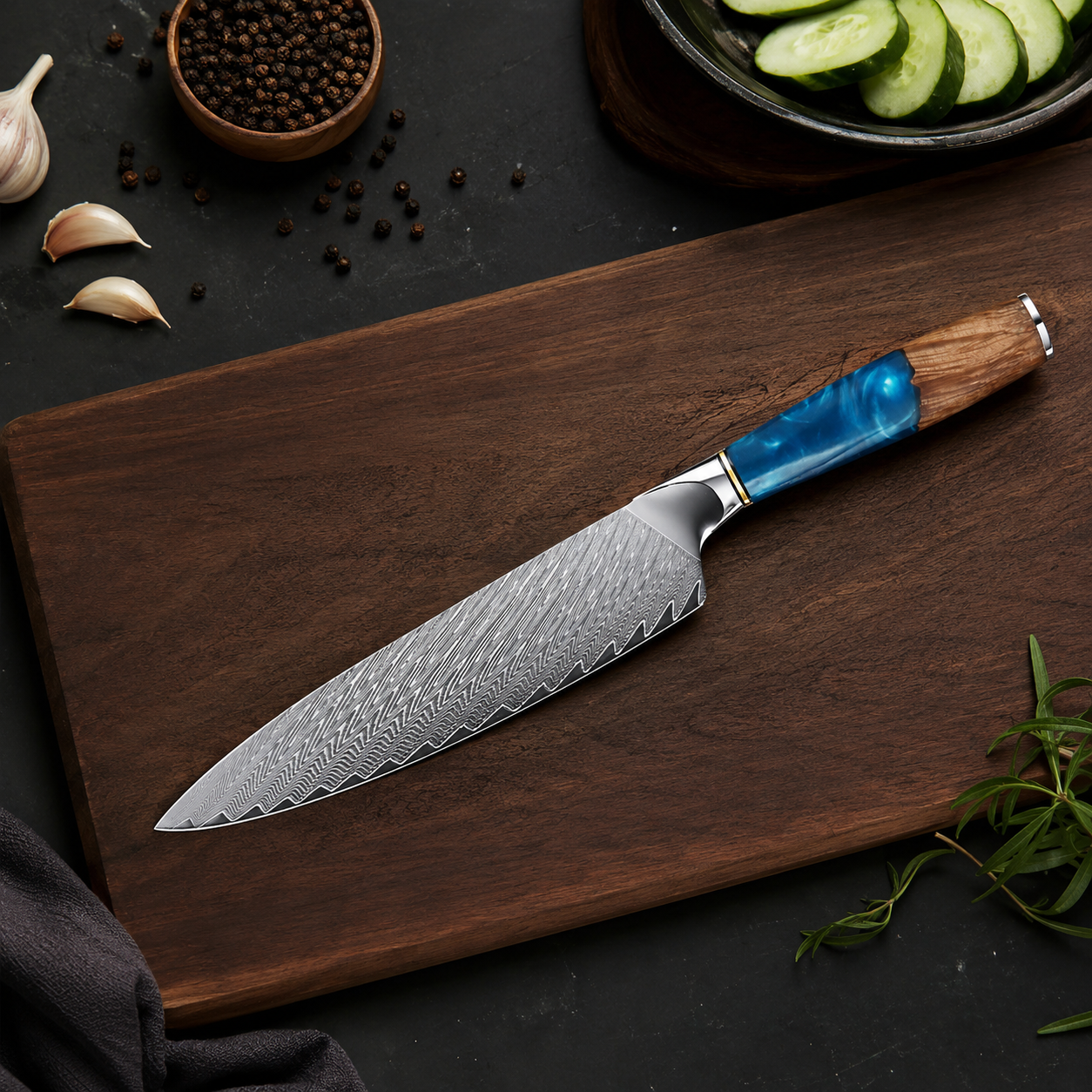 Couteau de Cuisine Japonais Gyuto Océan en acier