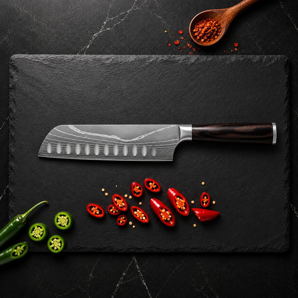 Couteau Santoku Japonais en acier - Série Kuro